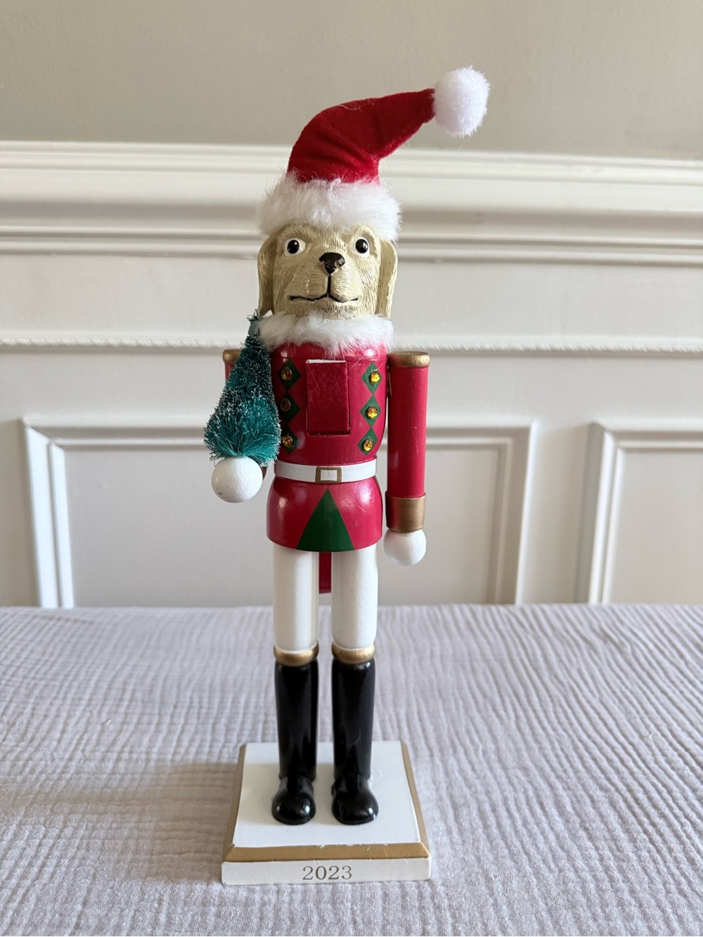Target Wondershop 2023 Wooden Golden Retriever Dog Christmas Nutcracker 13.5"